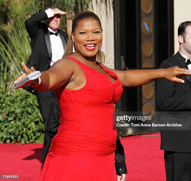 Actress Queen Latifah arrives at the 59th Annual Primetime Emmy Awards at the Shrine