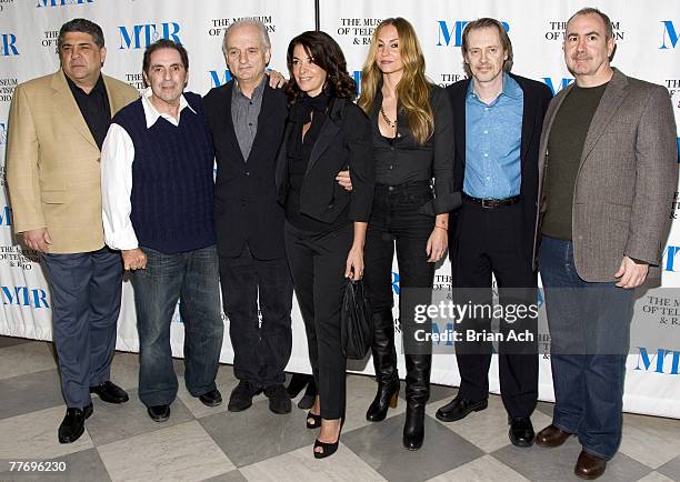 Vincent Pastore, David Proval, David Chase, Anabella Sciorra, Drea de Matteo, Steve Buscemi and Terence Winters