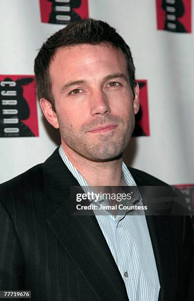 Actor Ben Affleck poses for a photo at the Afterparty for the opening night of the Broadway Play "Cyrano de Bergerac" held at Spotlight Live on...