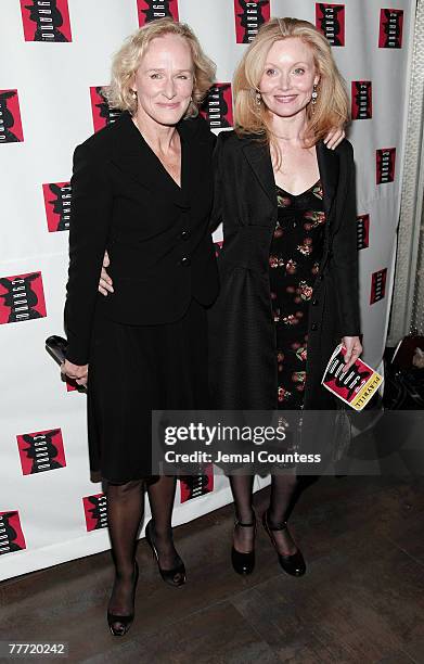 Actress Glenn Close and Essie Davis pose for a photo at the Afterparty for the opening night of the Broadway Play "Cyrano de Bergerac" held at...