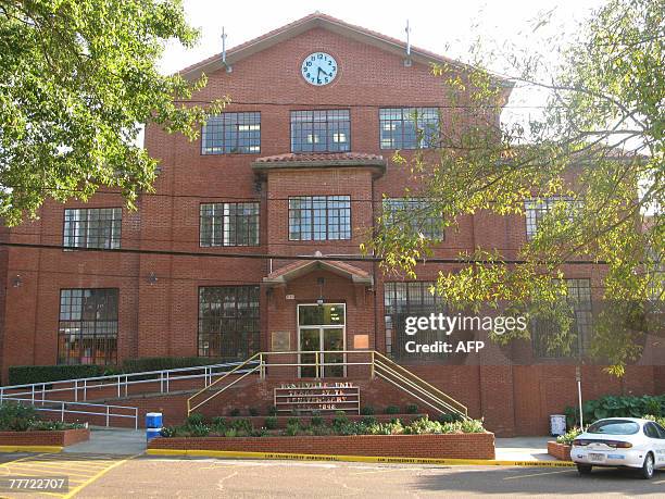 "The Walls" prison is pictured 05 November 2007 in Huntsville, Texas. From the chaplain who shares the condemned prisoner's final hours to the guard...