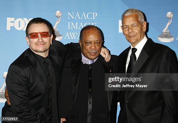 Quincy Jones, Julian Bond and Bono, recipient of the NAACP Chairman's Award