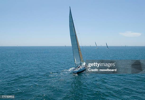 sailing race on ocean - yachting race stock pictures, royalty-free photos & images