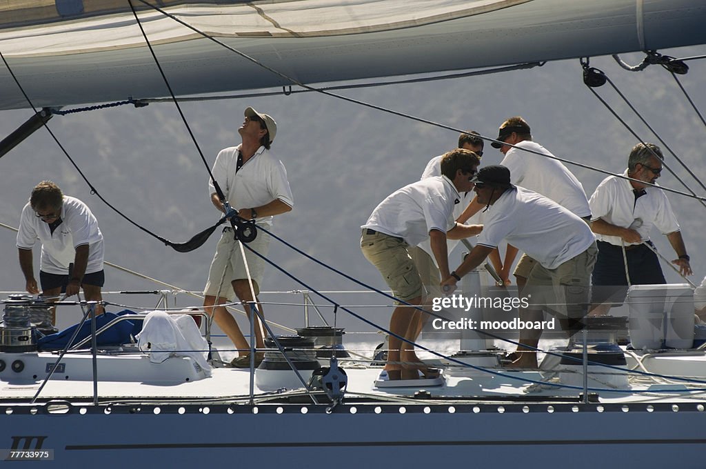 Sailboat Crew During Yacht Race