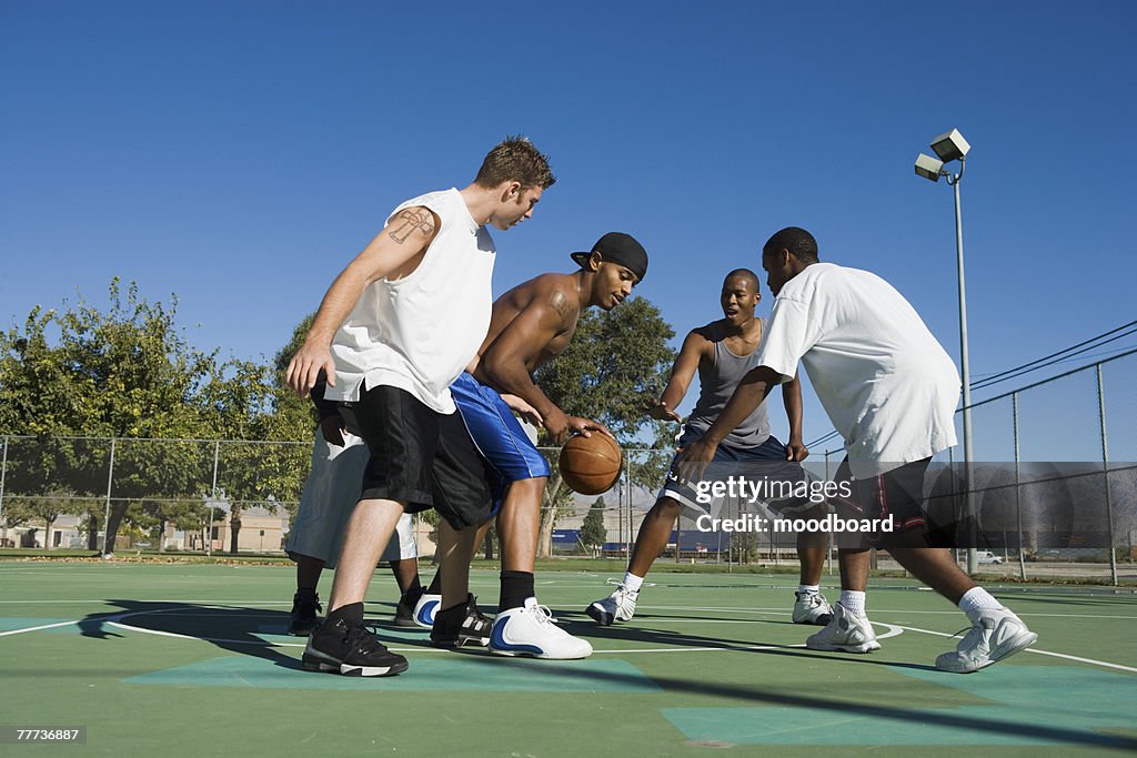 Streetballers Playing Pickup Game