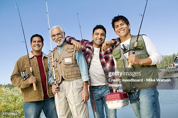 family fishing trip - fishing tackle box stockfoto's en -beelden