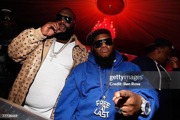 Rapper Rick Ross and Rapper Freeway attend a party hosted by Jay-Z at the Velvet Room November 4, 2007 in Atlanta, Georgia.