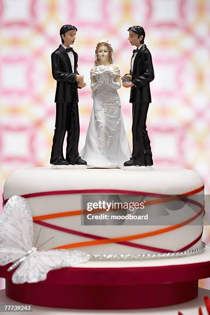 figurines on wedding cake - wedding cake figurine stock-fotos und bilder