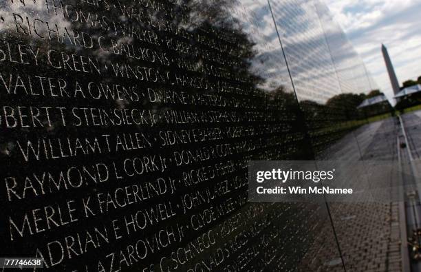 Vietnam Veterans Memorial stands with some of the more than 53,000 names of U.S. Casualities carved into into it November 6, 2007 in Washington, DC ....