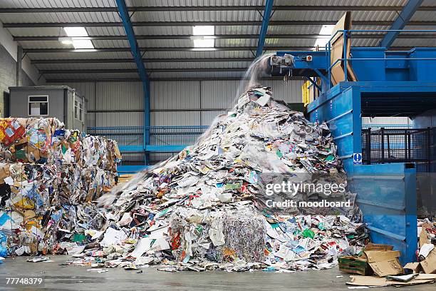 paper recycling plant - waste management stock pictures, royalty-free photos & images