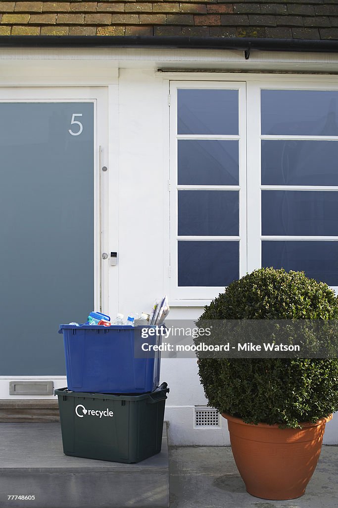 Recycling Containers Outside House