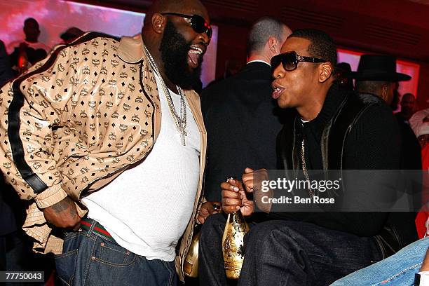 Rapper Rick Ross and Jay-Z attend a party hosted by Jay-Z at the Velvet Room November 4, 2007 in Atlanta, Georgia.