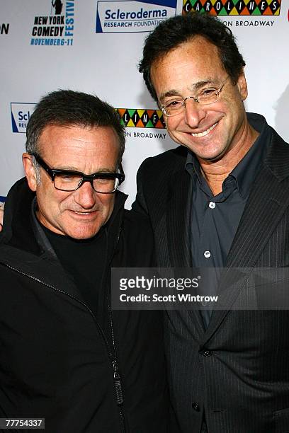 Comedian/actors Robin Williams and Bob Saget attend "Cool Comedy - Hot Cuisine" presented by the New York Comedy Festival at Carolines on Broadway on...