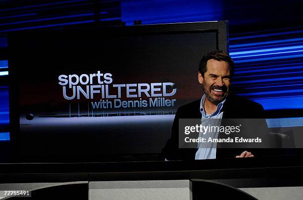 Comedian Dennis Miller presents his new weekly series "Sports Unfiltered With Dennis Miller" at Stage 9 Studios November 6, 2007 in Santa Barbara,...