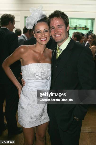 Presenters Natalia Castro and Jonathon Pase attends Kate Waterhouse's Melbourne Cup Party at the Zeta Bar at The Hilton Hotel on November 6, 2007 in...