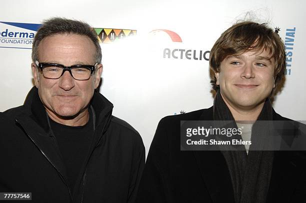 Robin Williams and Zachary Williams attend the Bob Saget, Caryn & Jeff Zucker Host The NY Comedy Festival Event "Cool Comedy-Hot Cuisine: An Evening...