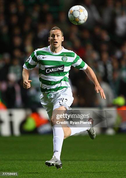 Chris Killen of Celtic in action during the UEFA Champions League Group D match between Celtic and Benfica at Celtic Park on November 6, 2007 in...