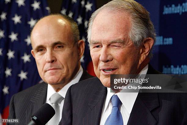 Conservative evangelical leader Pat Robertson announces his endorsement of former New York City Mayor Rudy Giuliani for the Republican presidential...