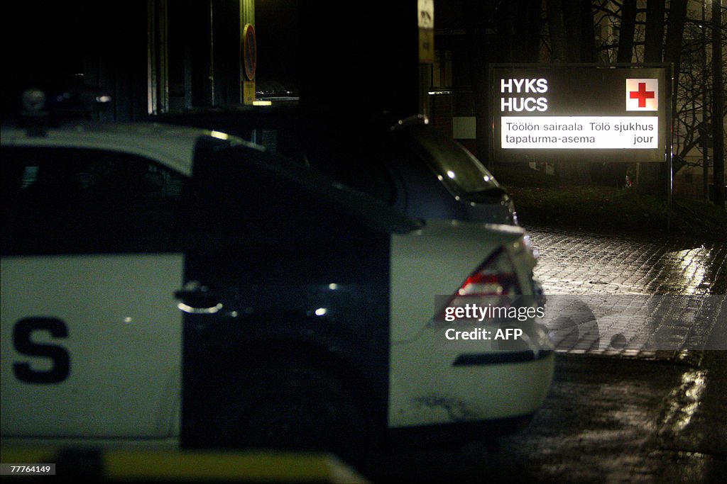 A police car wait outside the Toolo Hosp