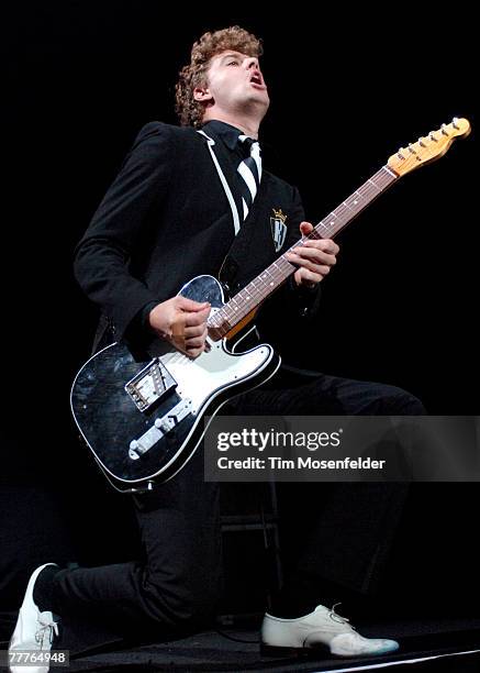 Nicholaus Arson and The Hives perform in support of the bands "The Black and White Album" release at the HP Pavilion on November 6, 2007 in San Jose,...