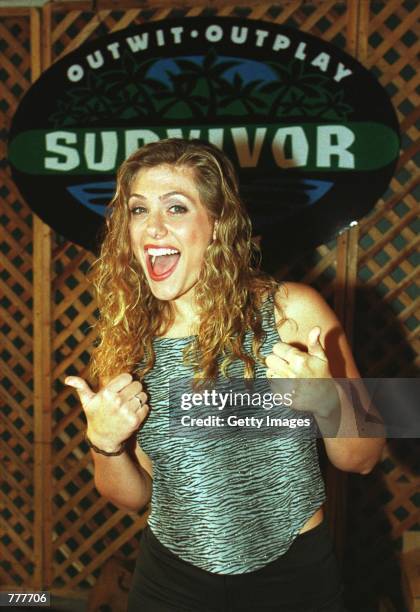 Contestant Jenna Lewis arrives for the "Survivor: The Reunion" party at the CBS studios August 23, 2000 in Los Angeles, CA. Lewis was one of 16...