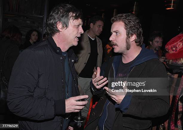 Director Todd Haynes and singer/musician Jim James of My Morning Jacket attend the after-party for the "I'm Not There" Dylan Benefit Concert at The...