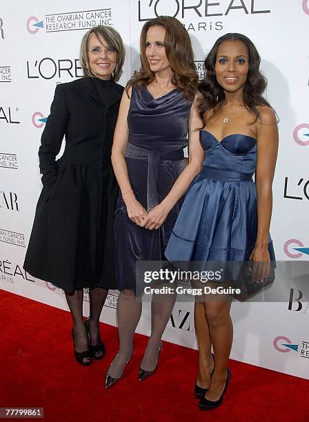 Actress Diane Keaton, actress Andie MacDowell and actress Kerry Washington arrive at "A Night Of Hope" presented by L'Oreal Paris in celebration with...