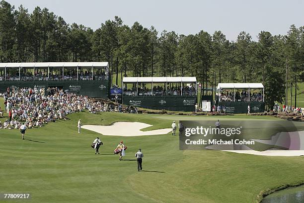 Scenic of the 18th green as Brad Bryant's group approaches during the third and final round of the Regions Charity Classic at the Robert Trent Jones...