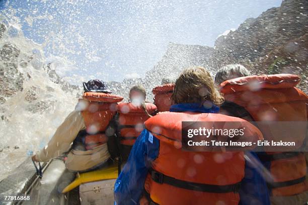 people white water rafting - moab rafting stock pictures, royalty-free photos & images