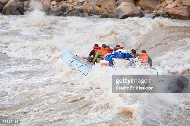 people white water rafting, colorado river, moab, utah, united states - moab rafting stock pictures, royalty-free photos & images