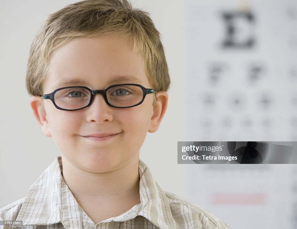 Boy wearing eyeglasses