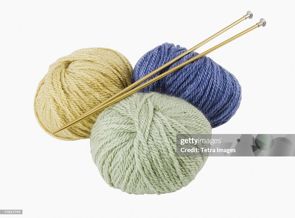 Close up of yarn and knitting needles