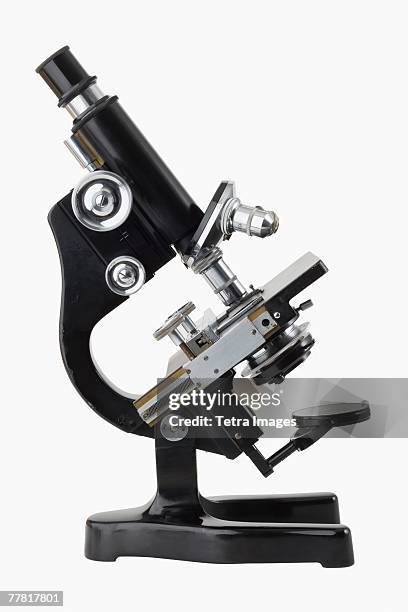 close up of microscope - microscoop stockfoto's en -beelden