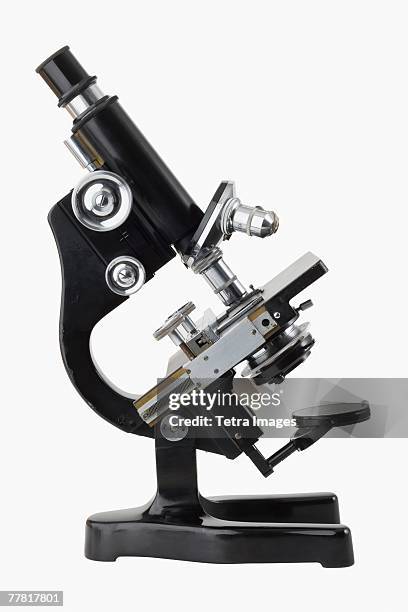 close up of microscope - science white background bildbanksfoton och bilder