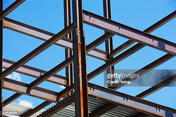 low angle view of construction site - trave foto e immagini stock