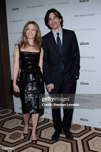 Actress Jennifer Jason Leigh and director Noah Baumbach attend a screening of "Margot At The Wedding" hosted by The Cinema Society and Linda Wells at...