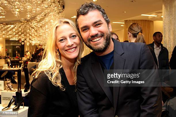 Tracy Margolies and Edmundo Castillo pose together at the party to celebrate Sergio Rossi shoe collection at Saks Fifth Ave November 8, 2007 in New...