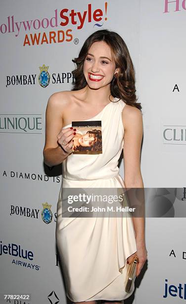 Emmy Rossum attends the release party for her debut album "Inside Out" at the Pacific Design Center hosted by Hollywood Life Magazine on November 8,...