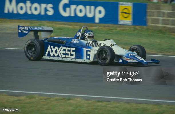 Swedish born Swiss licenced racing driver Mario Hytten drives the Ralt RT3 Toyota of Axxess Racing in round 13 of the 1983 British Formula Three...