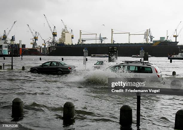 The Fischmarkt is seen during the flood on November 9, 2007 in Hamburg, Germany.