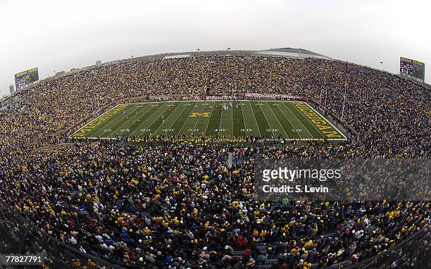 More than 109,000 fans attended the game between the Ball State Cardinals and the University of Michigan Wolverines at Michigan Stadium in Ann Arbor,...