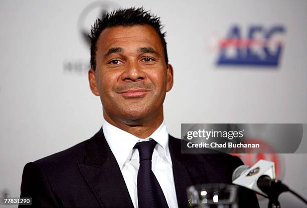 Ruud Gullit, new head coach of the Los Angeles Galaxy, speaks at a press conference at the Home Depot Center on November 9, 2007 in Carson,...