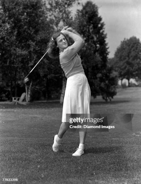 Golfer Mildred "Babe" Didrikson Zaharias poses for an action portrait in 1948. Babe Didrikson4801