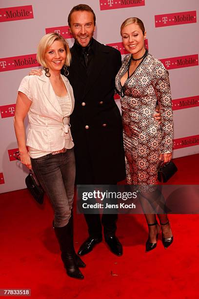 Alex Bechtel , television personality Ruth Moschner and a guest attend the iPhone Launch Party at the RheinTriadem November 9, 2007 in Cologne,...