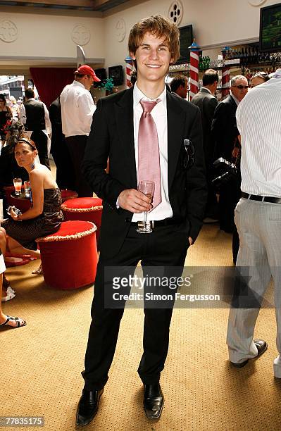 Actor Rhys Wakefield attends the fourth day of the Melbourne Cup Carnival 2007, Emirates Stakes Day, at Flemington Race Course on November 10, 2007...
