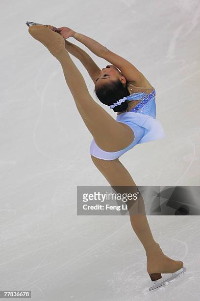 Silver medalist Caroline Zhang of USA skates in the Ladies Free Skating during the Cup of China Figure Skating competition, which is part of the ISU...
