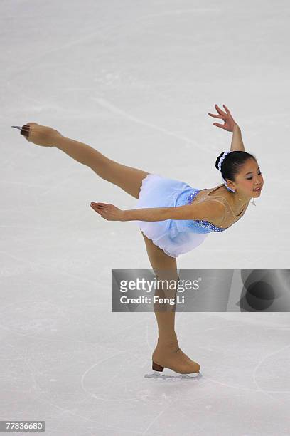 Silver medalist Caroline Zhang of USA skates in the Ladies Free Skating during the Cup of China Figure Skating competition, which is part of the ISU...