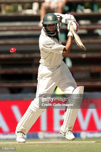 Hashim Amla during day three of the 1st test match between South Africa and New Zealand held at the Wanderers Stadium on November 10, 2007 in...