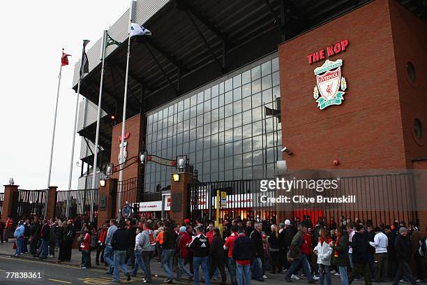General view outside The Kop prior to the Barclays Premier League match between Liverpool and Fulham at Anfield on November 10, 2007 in Liverpool,...