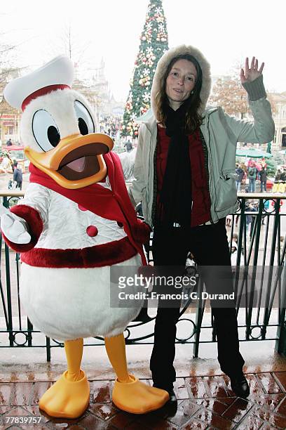 Audrey Marnay poses in Disneyland before attending the premiere for "Enchanted" on november 10, 2007 in Marne La Valle, France.